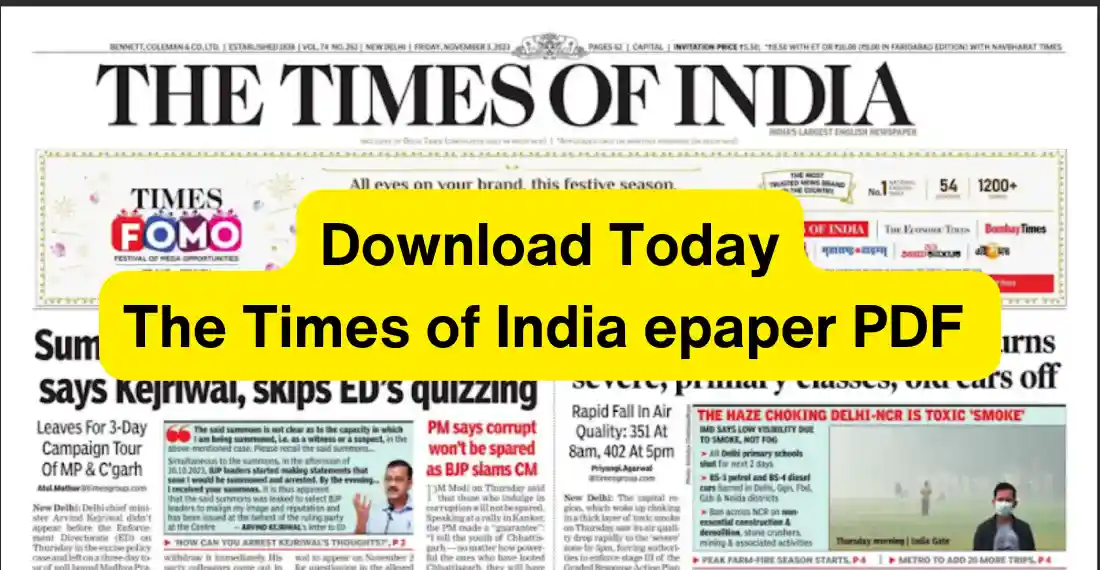 The Times Of India Epaper Pdf Download EpaperWave