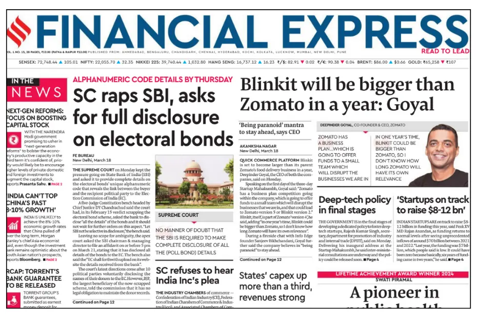 Financial express newspaper